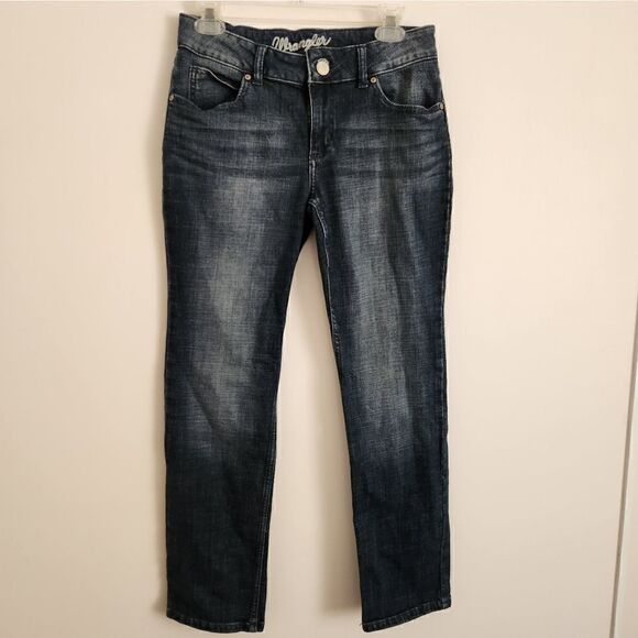 Wrangler Straight Leg Faded Dark Wash Jeans Size 10 X 32 - Picture 1 of 4
